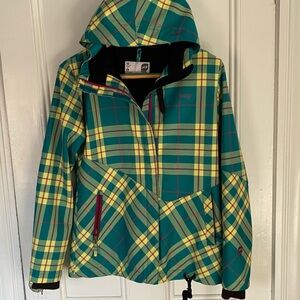 Orage Ski Jacket Womens M Winter Warm Outdoor Mountain Coat Plaid Gorpcore Green